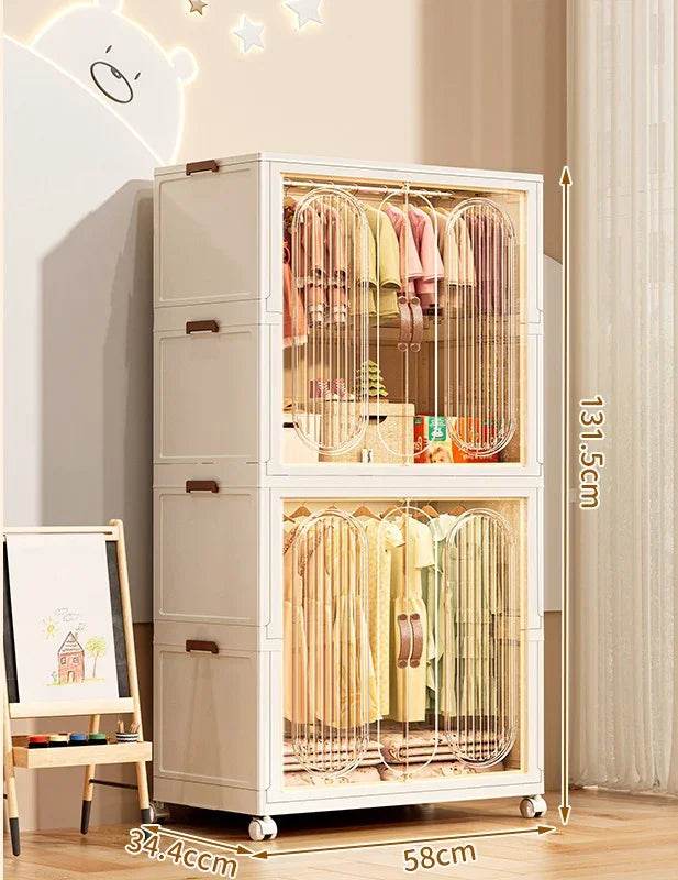 Children's Wardrobe Bedroom Closet Cabinet Baby Storage Box Toy Clothes Organizer Locker Folding Sorting Partition Wardrobe ﻿﻿ - MarvelouStoree