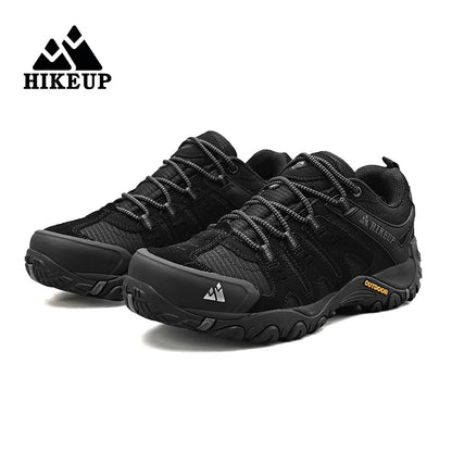 HIKEUP Men's Hiking Shoes Suede Leather Outdoor Shoes Wear-resistant Men Trekking Walking Hunting Tactical Sneakers