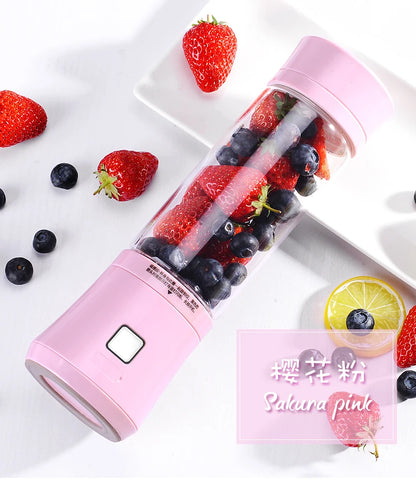 480ml Rechargeable Blender Eco-friendly Glass Bottle Juice Extractor 6 Blades Portable Fruits Mixer Grinder Juice Maker Machine