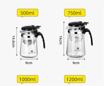 Chinese Style Kung Fu Teapot Heat Resistant Glass Teapot with Tea Water Separation Filter Home Coffee Pot Home Teaware Set