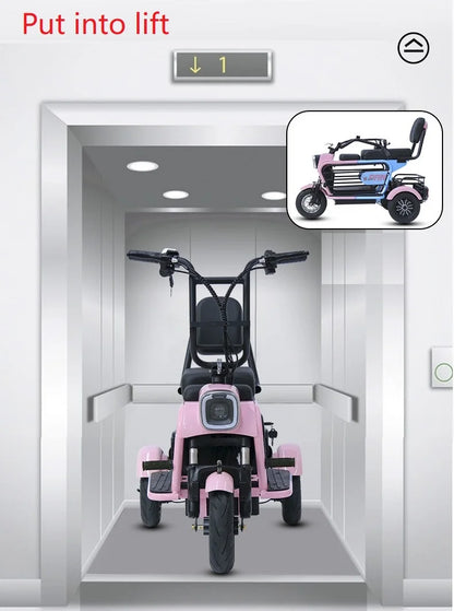 chinese long range yongkang 2 seat mobility  3 wheels electric scooter tricycle with seat for adults