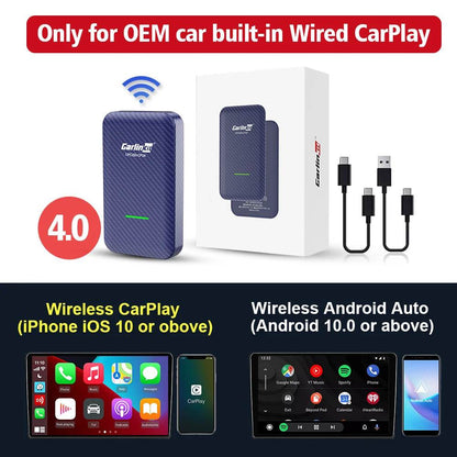 CarlinKit 4.0 Wireless Android Auto Adapter 3.0 Wireless CarPlay Ai Box USB Dongle For Audi VW Benz Kia Honda Toyota Ford Mazda - MarvelouStoree