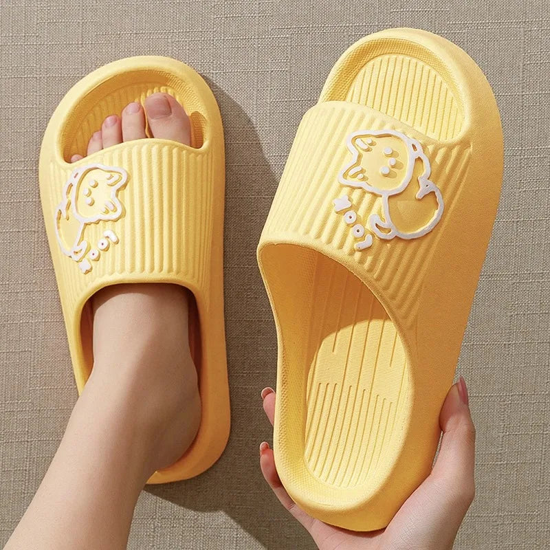 Summer Slippers Bathroom Platform Non-Slip Home Bear Cartoon Flip Flops Beach Women Slipper Sandals Slides Indoor Outdoor 2023