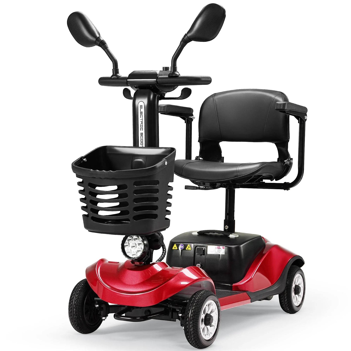 Foldable 4-Wheel Electric Scooter CART with Basket and Mirror for Seniors and Adults Best Gift Travel Mobility Scooter - MarvelouStoree