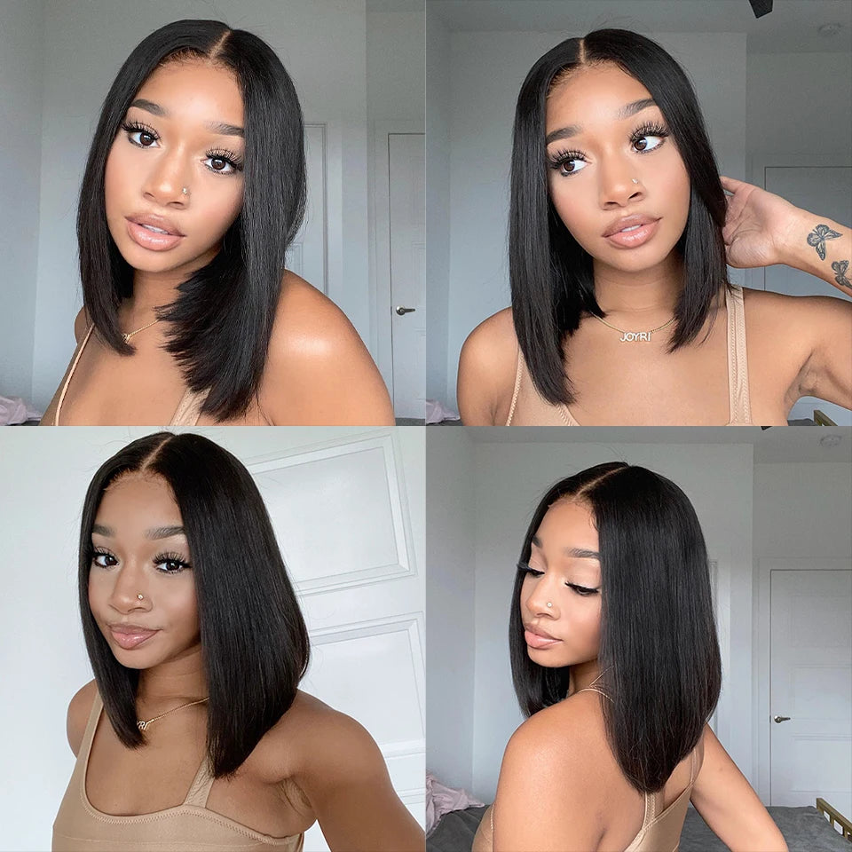 Wear And Go Straight Bob Cheap Wig Lace Frontal Human Hair Wigs 100% Brazilian Glueless Short Bob Wigs For Women 180% Density