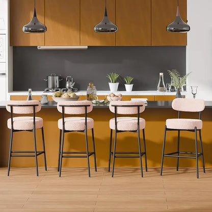 4 Inch(about 10.2 cm)Thick round Seat Height Metal Bar Stool,with Curved Back,Suitable for Kitchen Island、Coffee Shop、Bar