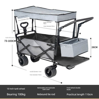 Foldable Four-Wheel Stall Kids Long Outdoor Camp Car - MarvelouStoree