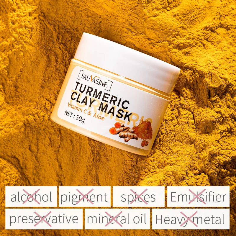 Turmeric Mud Mask Facial Purification Deep Cleansing Brightening Oil Control Beauty Anti-Acne Skincare Facial Mud Mask