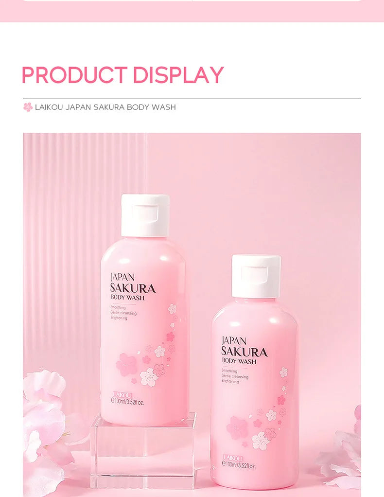 LAIKOU 100ml Japan Sakura Shower Gel Moisturizing Whitening Cleaning Elegant Fragrance Oil Control Bodycare Shower Gel Skin Care