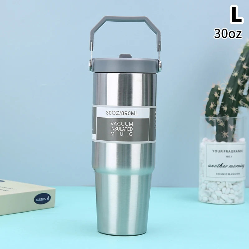 20/30oz Vacuum Insulated Tumbler Stainless Steel Coffee Cold Cup With Straw Insulated Water Bottle Thermal Water Tumbler Cup