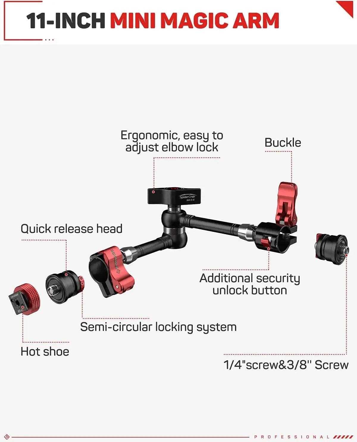 IFOOTAGE Magic Arm, Adjustable Spider Crab with Shoe Mount and 1/4'' & 3/8" Tripod Screw for DSLR Camera Rig