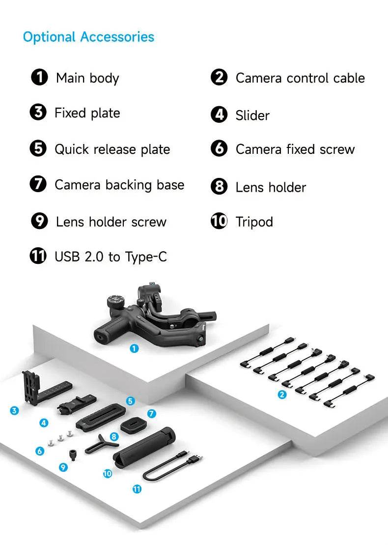 FeiyuTech SCORP 2[Official]Camera Gimbal Stabilizer Built-in AI Tracker Upgrade Joystick Touch Screen for Mirrorless DSLR Camera - MarvelouStoree