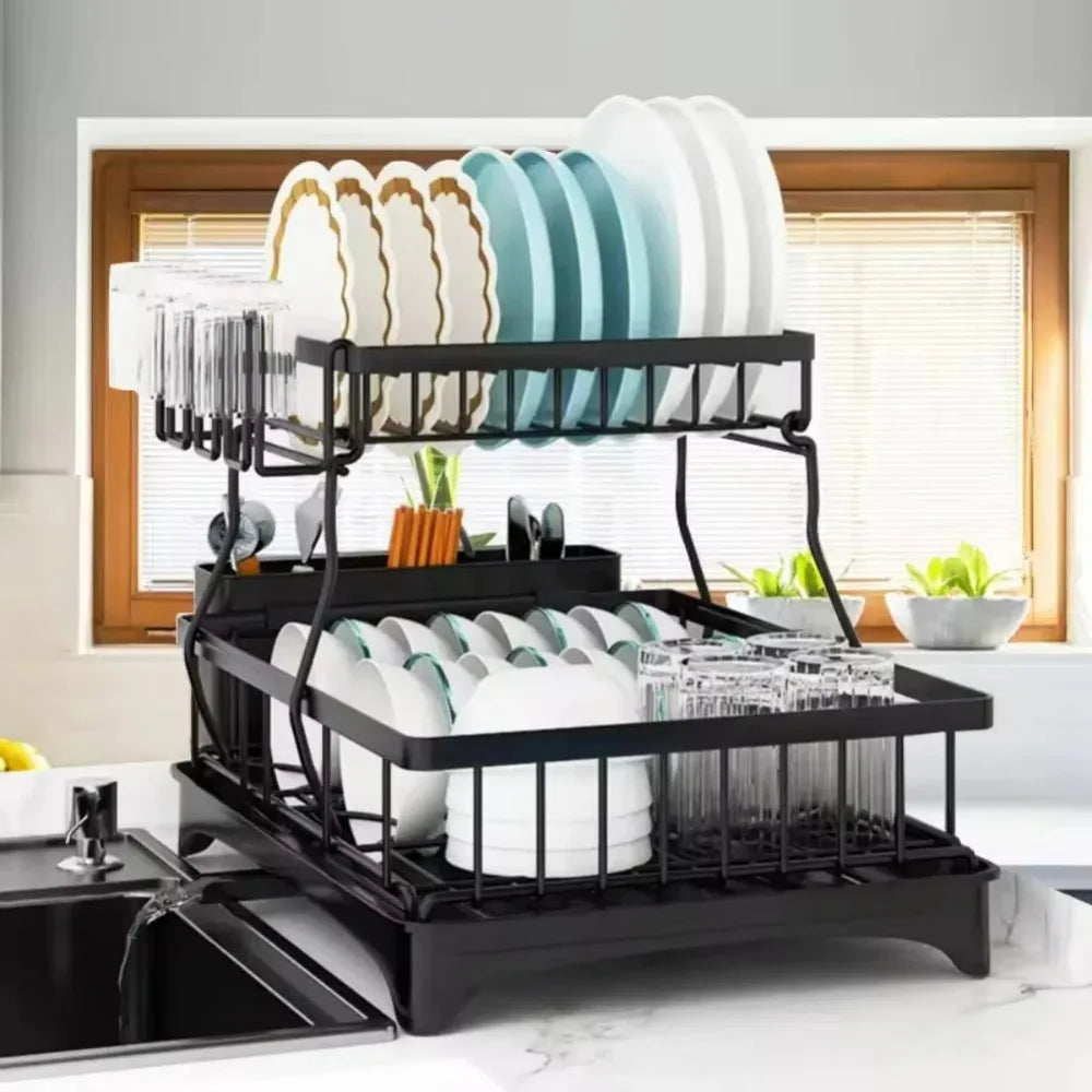 Dish Racks for Kitchen Counter, Stainless Steel Kitchen Dish Drying Rack with Drainboard, Detachable Dish Drainers