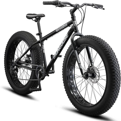 men Fat Tire Mountain Bike, 26-Inch Bicycle Wheels, 4-Inch Wide Knobby Tires, Steel Frame, 7 Speed Drivetrain, Shiman