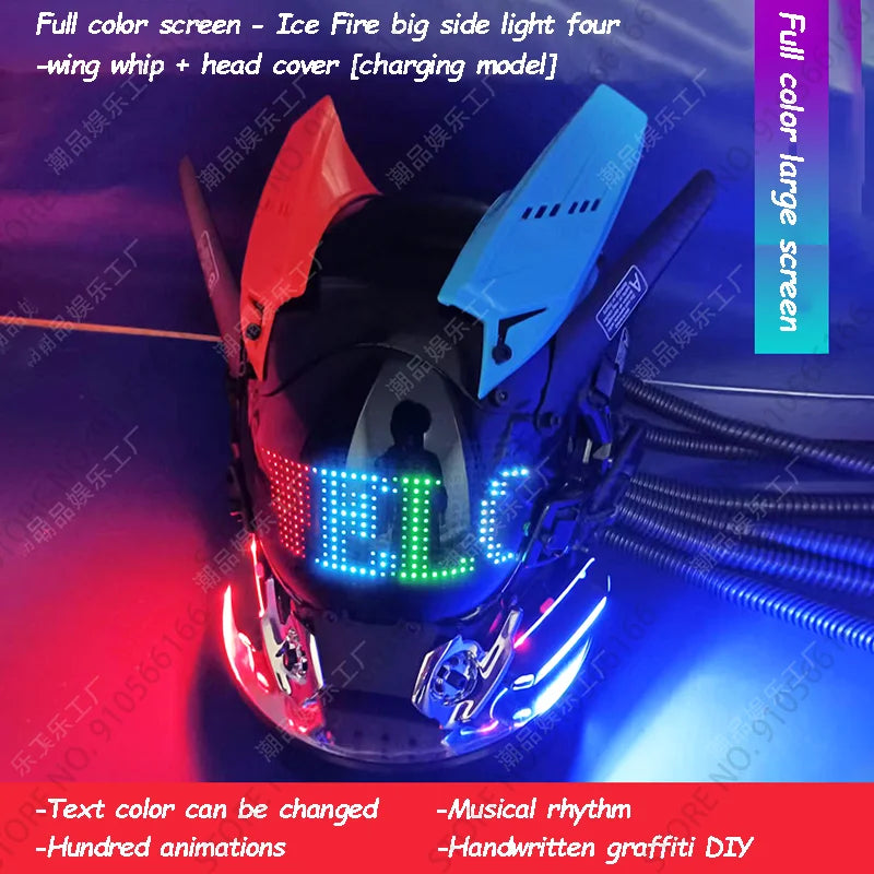 Cyberpunk App Light Up Mask, Rolling Subgame Screen Mask, Mech Technology Sense, Mobile Phone Control Helmet, Role Interpreting