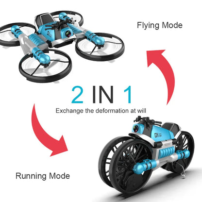 New 2 In1 Foldable RC Drone Motorcycle HD Camera Hand Gesture Helicopter DjiFlying Bike Outdoor Indoor Boy Age 7-12 Gift Box Toy