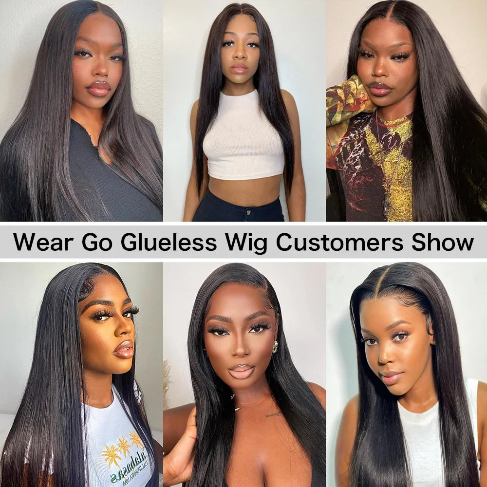 Wear Go Glueless Wig 30 34 Inch Bone Straight 13x6 HD Lace Frontal Wig Human Hair Pre plucked 6x4 Transparent HD Lace Front Wig