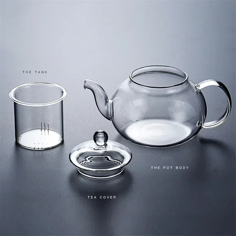 400/1100ml High Borosilicate Glass Teapot Thickened Heating Flower Tea Pot Transparent Glass Filter Teaware Kungfu Teaware