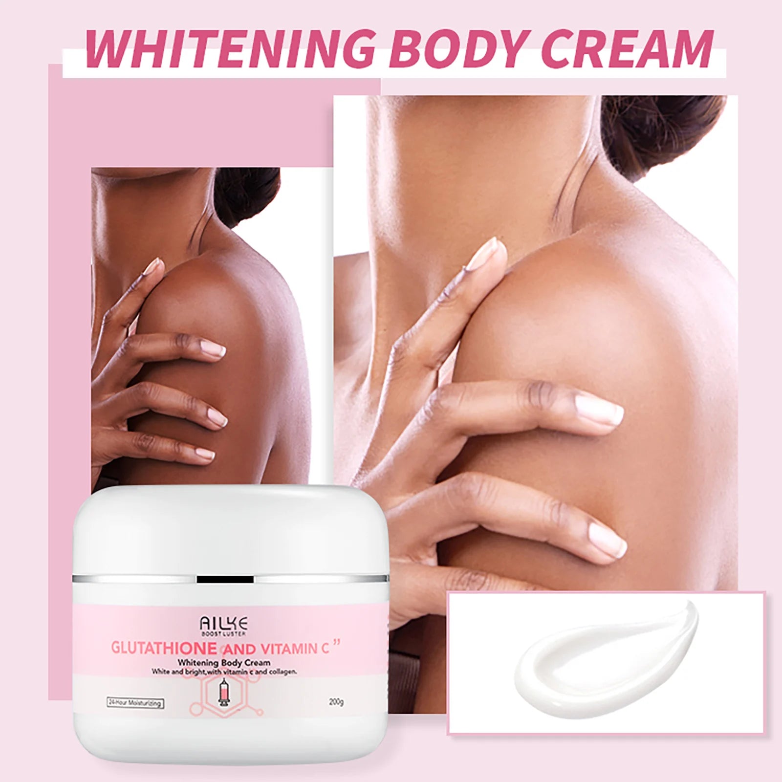 AILKE Whitening Remove Black Spots Facial Skin Care Lotion Moisturizing Cream Body Glutathion Vitamin C Black Skin Face New Set