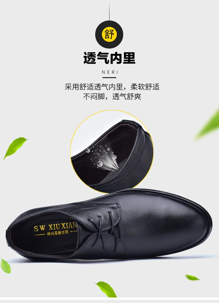 Men Dressing Shoes Formal for Men's Casual Shoe Leather Social Wedding Designer Pointed Toe Black Office Winter Shoes Brand 2023