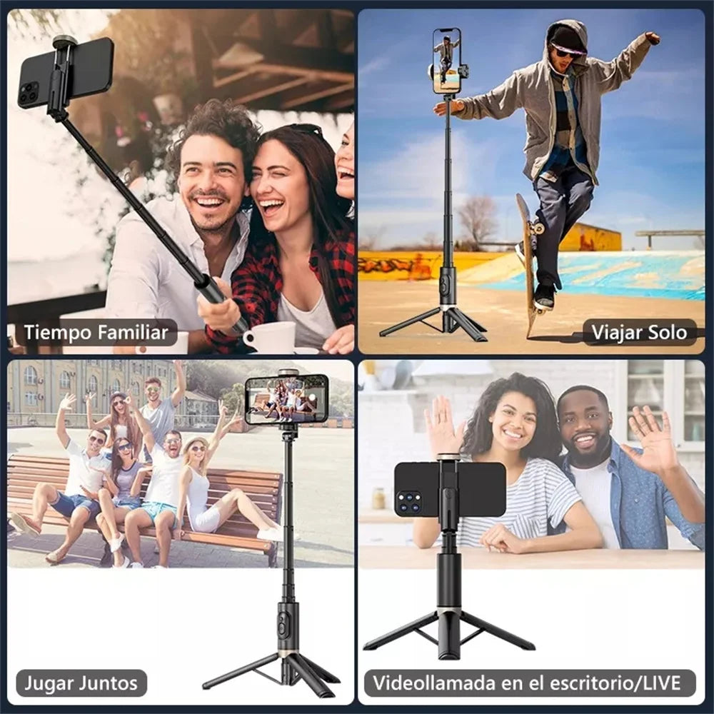 2025 NEW Bluetooth Selfie Stick  Foldable Wireless Tripod with Bluetooth Shutter Monopod Live Photograph for iphone