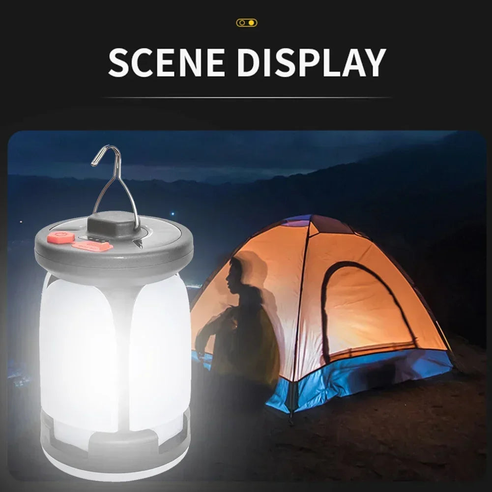 High Power Solar LED Camping Lantern Rechargeable 4500mAh 1000LM Emergency Power Bank Foldable 6 Light Modes for Camping Fishing