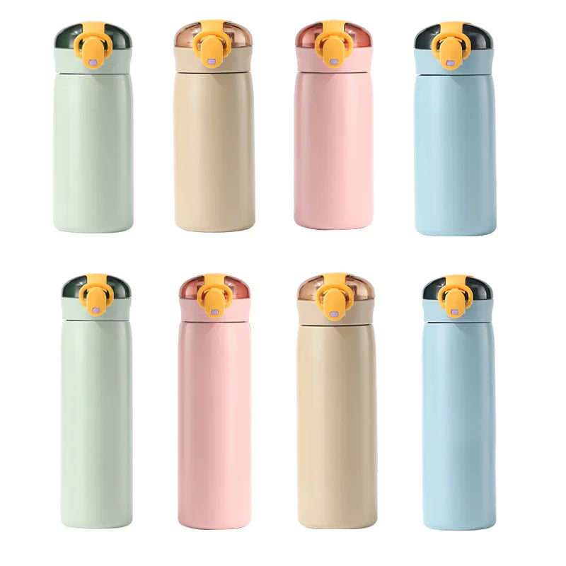 Portable Kids Thermos Mug With Straw Stainless Steel Cartoon Vacuum Flasks Children Cute Thermal Water Bottle Tumbler Thermocup