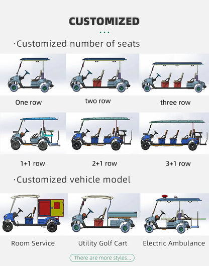 2 Seats 72V Lithium Battery 2 Passengers Electric Off Road Club Car Golf Buggy Cart with Golf Bag Rack