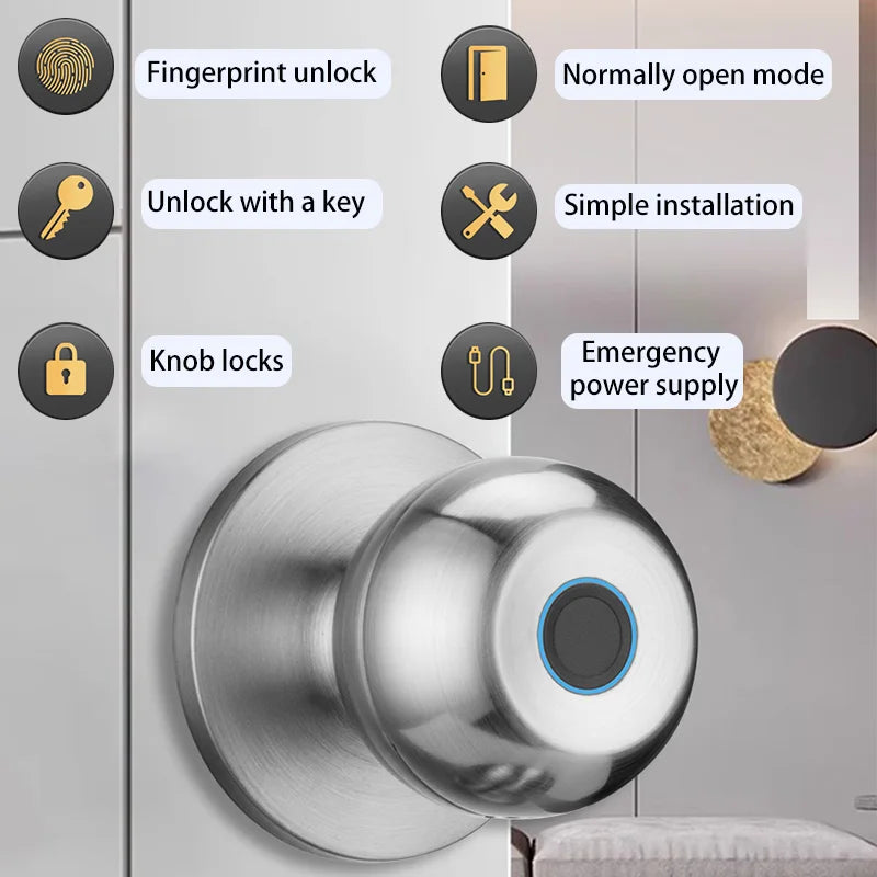 XSDTS With Tuya Biometric Fingerprint Smart Door Lock Electronic Lock Keyless Security Door Entry Home House Apartment