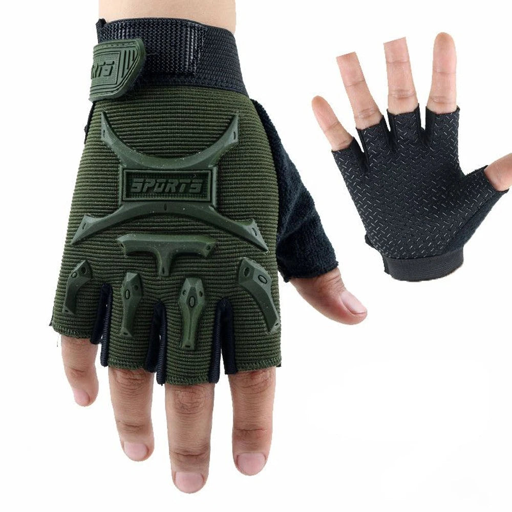 1Pair Kids Tactical Fingerless Gloves Army Military Camo Anti-Skid Mittens Half Finger Boys Girls Children Outdoor Sport Cycling