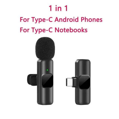 New Wireless Lavalier Microphone Portable Audio Video Recording Mini Mic for iPhone Android Live Broadcast Gaming Phone Mic - MarvelouStoree