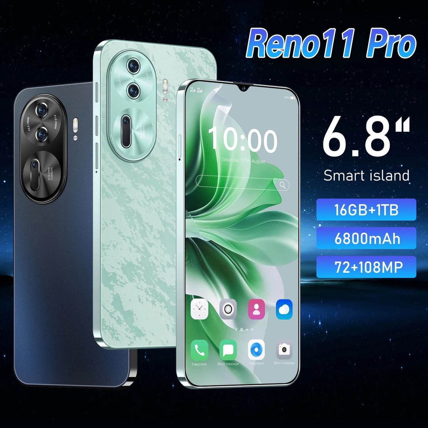 Reno11 Pro 2024 Smartphone 6.8 inch Full Screen 4G 5G Cell Phone 16TB+1TB 6800mAh Mobile Phones 108MP Global Version Celulares - MarvelouStoree