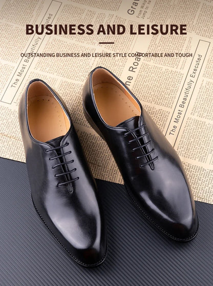 New Men's Leather Shoes Handmade High Quality Casual Oxford Business Work Shoes Black Coffee Lace-up Comfortable Man Shoe