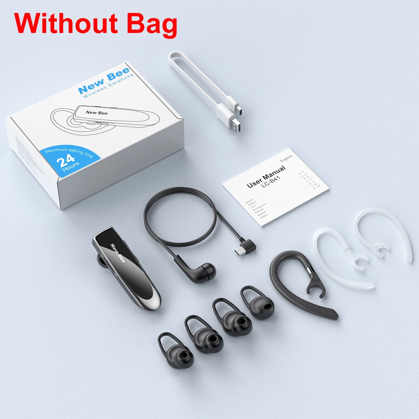 New Bee B41 Wireless Bluetooth 5.0 Earphones Hands-Free Mini Headset 22H Music Playing Earpieces With CVC 6.0 Mic For IPhones