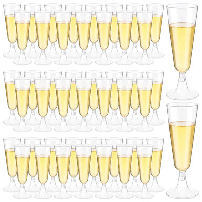 25pcs 150ml Disposable Cups Sparkling Champagne Bar Cups Plastic Champagne Flutes Clear Toasting Glasses for Weddings Party