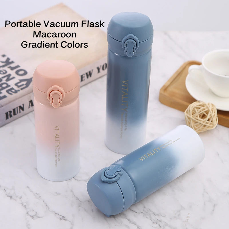 Korean Gradient Color Portable Vacuum Kettle Office Use Stainless Steel Insulation Coffee Cup Thermos Mug