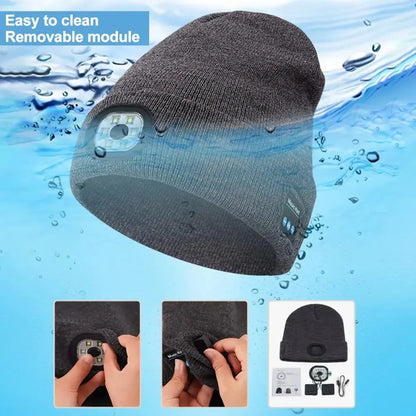 Hands-free Beanie Rechargeable Bluetooth Led Hat Headset Bright Wireless Music Headphone Player Winter Warm Cap Night Jogging