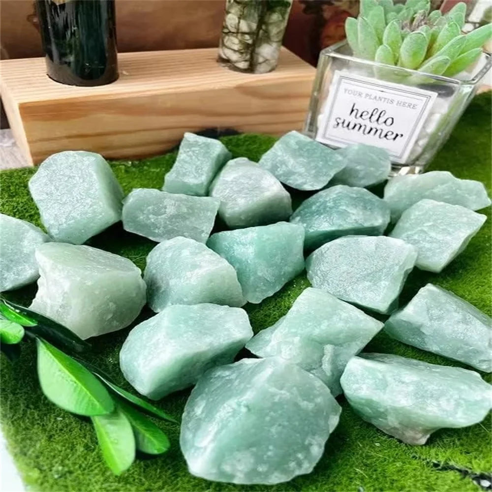 Natural Dulong Jade Stone Raw Green Jadeite Stone Mineral Specimens Jewelry Making Crystal Stone Decoration Green Aventurine