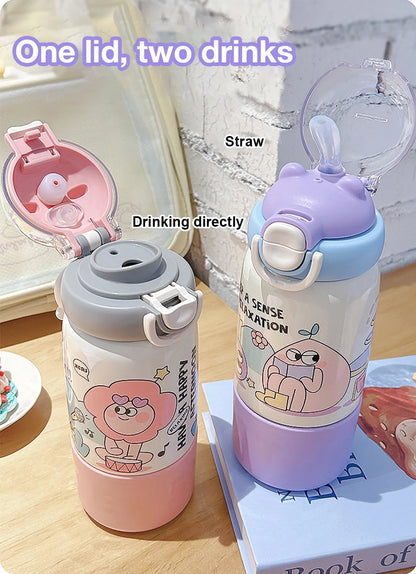 500ML Cartoon Kids Thermos Bottle Cute Children's Thermal Water Bottle 316 Stainless Steel Thermos Mug For Outdoor Water Cup ﻿