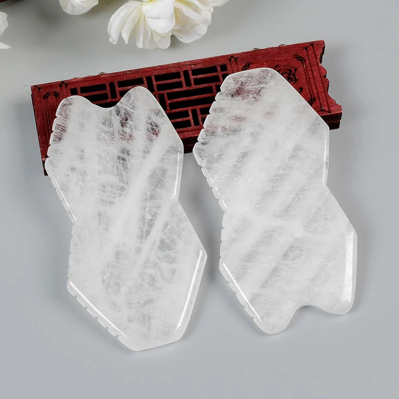 New Comb Shite Crystal Gua Sha Tool Natural Stone Body Massage Health Care Tools SPA Scraping Multifunction Massager Head Face