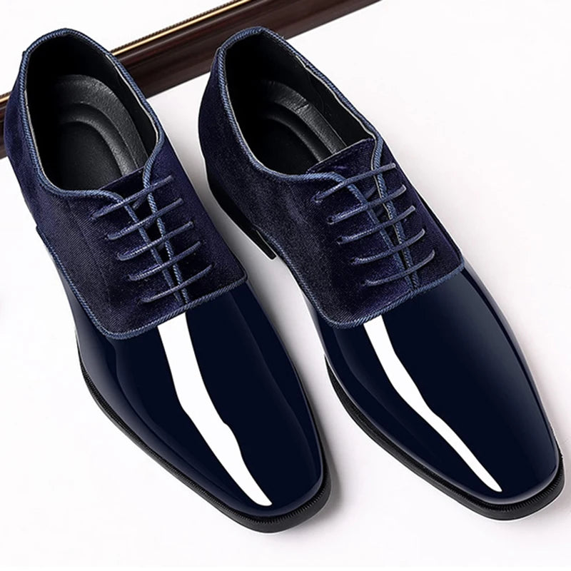 Classic PU Patent Leather Shoes for Men Casual Business Shoes Lace Up Formal Office Work Shoes for Male Party Wedding Oxfords