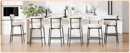 4 Inch(about 10.2 cm)Thick round Seat Height Metal Bar Stool,with Curved Back,Suitable for Kitchen Island、Coffee Shop、Bar