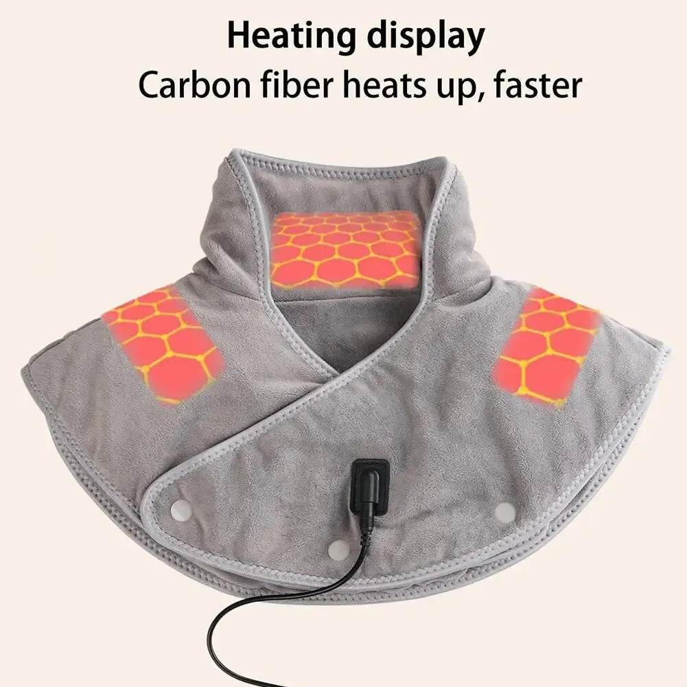 Electric Heating Shoulder Neck Pad Cervical Wrap Three Gear Thermal Compress Massager Vibration Shawl Warm Back Tool Relax Brace - MarvelouStoree