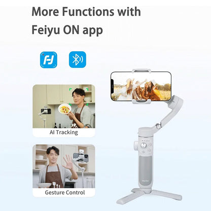 FeiyuTech VB4SE Smartphone Stabilizer Face Tracking 3-Axis Gimbal Portable&Foldable Focus Knob for iPhone 16/15 Live Streaming