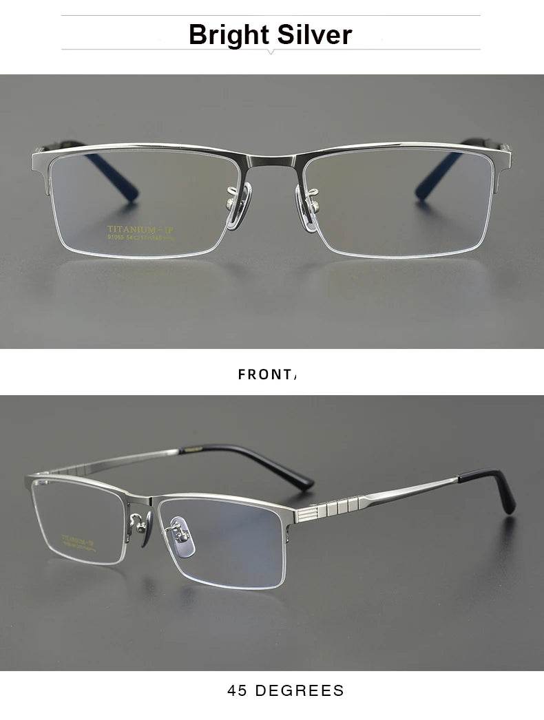 Business Pure Titanium Glasses Frame Men Fashion Square Half Rim Eyeglasses Unique Design Gold Color Eyewear Oculos 91065 - MarvelouStoree