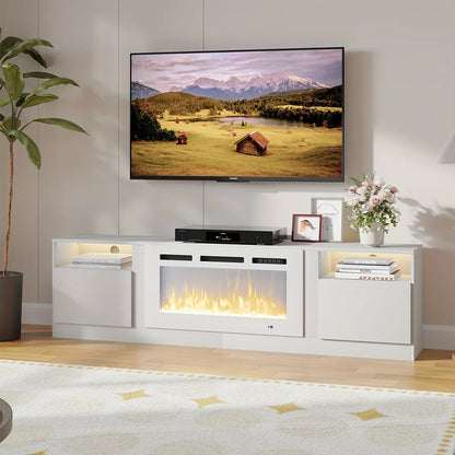 Fireplace TV Stand Entertainment Center With 36" Fireplace, Wooden TV Stand For TVs Up To 80", Media TV Console With Hig