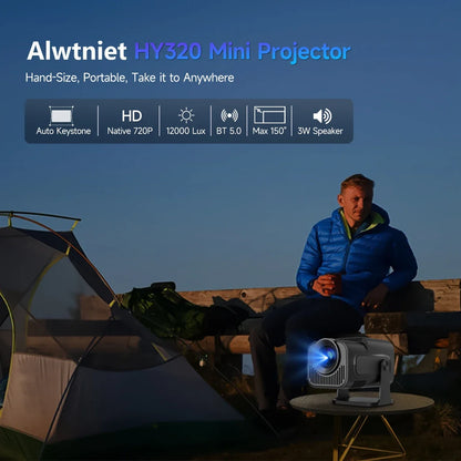 HY320 Mini Newly Native 720P Android 11 4K Projector 300ANSI Wifi6 BT5.0 Cinema Outdoor Portable 180° Rotable Projector