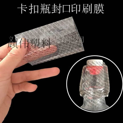 200pcs Medicine Bottle Mouth Plastic Sealing Film Black English Printed Heat Shrink Film Transparent Easy To Tear Sealing Sleeve