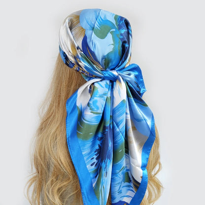 new 90*90cm fashion Silk Scarf Scarftop Headwraps Women Vintage Four Seasons Hair Scarve Hijab Foulard Bandana Femme Headscarf