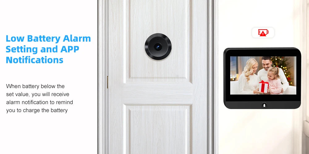 Black Mini 1080P Tuya Smart Life Home 4.3' Digital Doorbell Viewer Peephole Door Video Camera Eye WiFi IR 940nm Night Vision